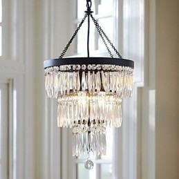 Pendant 3 lys moderne Elelgant metal krystal maleri