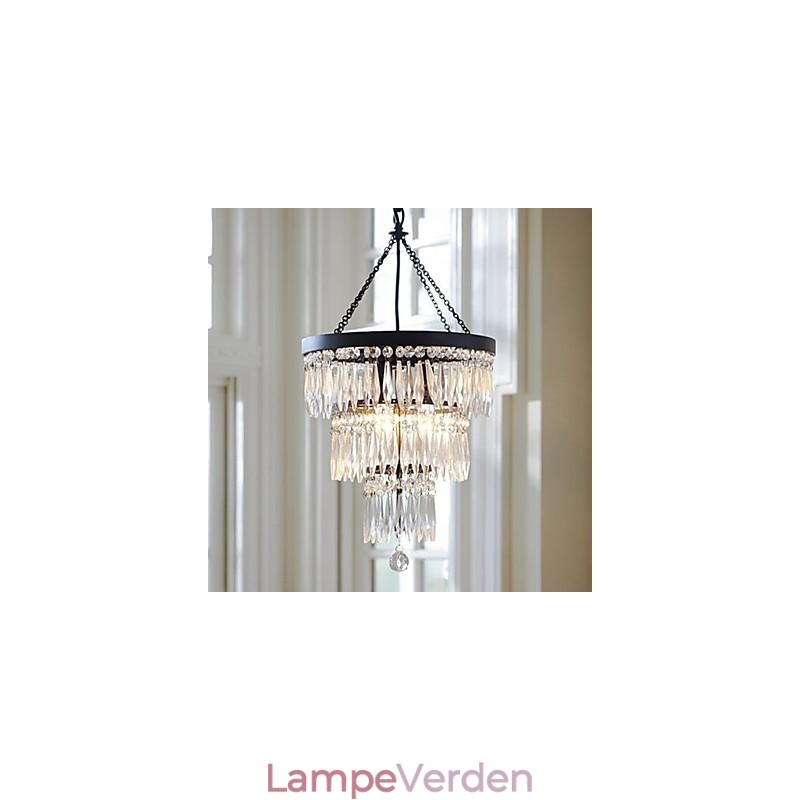 Pendant 3 lys moderne Elelgant metal krystal maleri