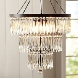 Pendant 3 lys moderne Elelgant metal krystal maleri