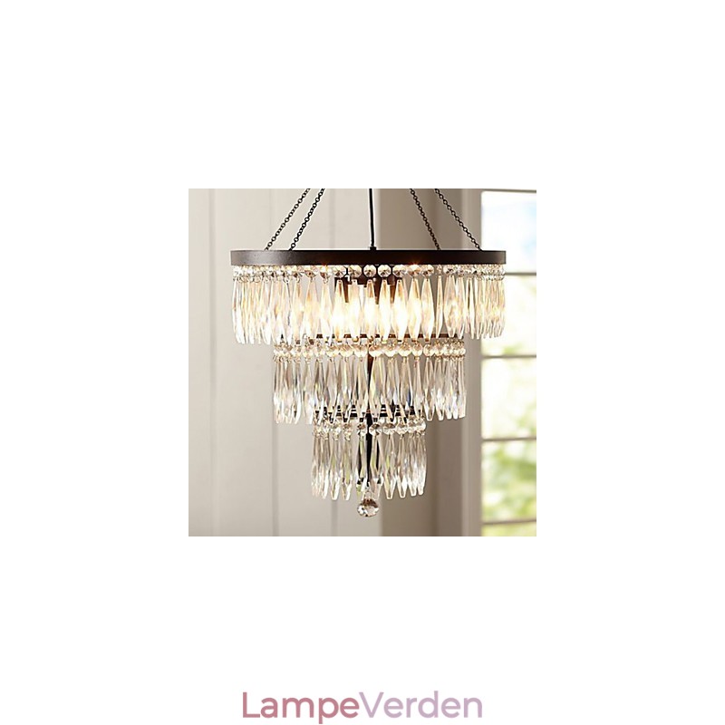 Pendant 3 lys moderne Elelgant metal krystal maleri