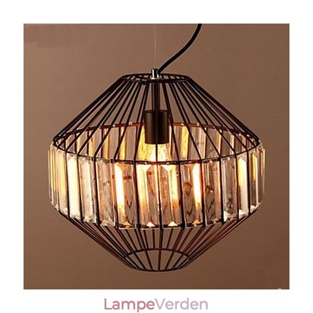 Vintage smedejern fuglebur krystal lysekrone lysekrone