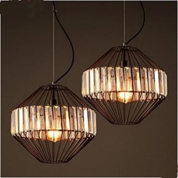 Vintage smedejern fuglebur krystal lysekrone lysekrone