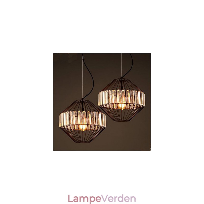 Vintage smedejern fuglebur krystal lysekrone lysekrone