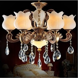 Europæisk Crystal Pendel og luksuriøs lampe