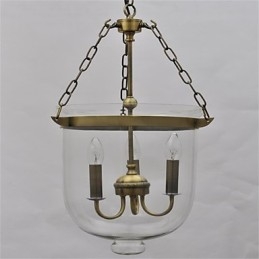 Amerikansk land Vintage lysekrone af glas med tempelklokke