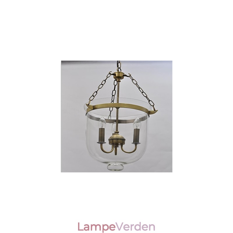 Amerikansk land Vintage lysekrone af glas med tempelklokke