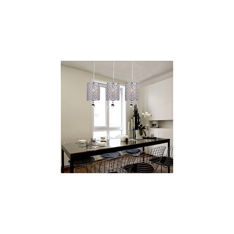 Moderne moderne Crystal Chrom Metal Pendellampe