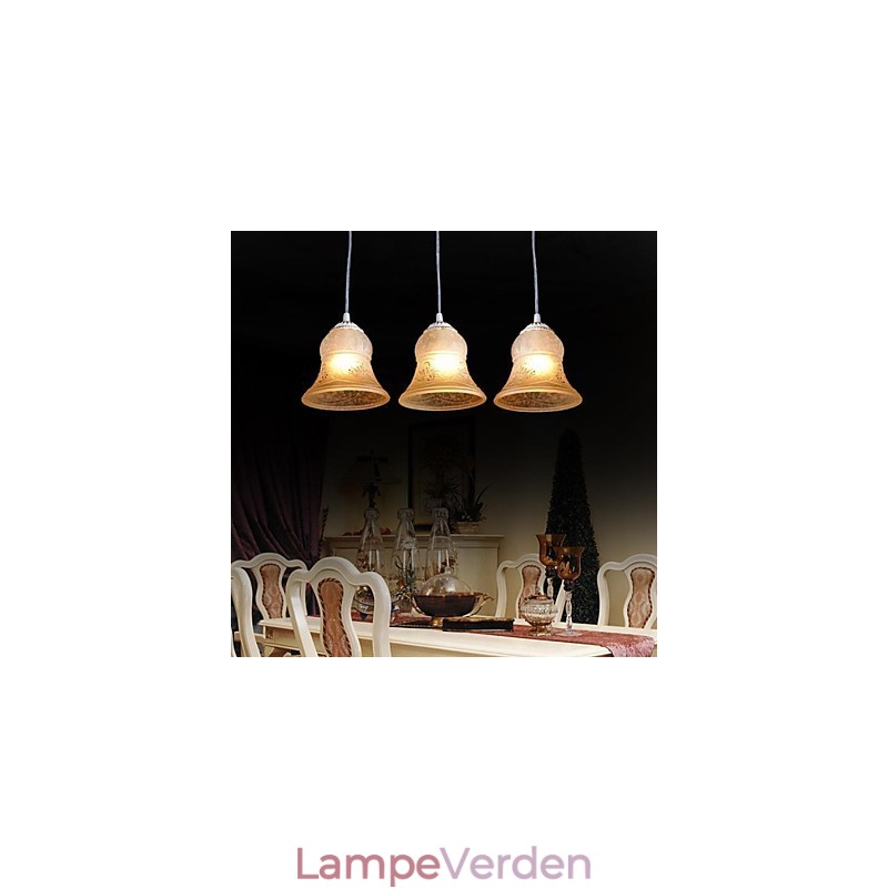 Hvidt vedhæng med tre lys mønster glasskærm håndforgyldt europæisk retro klassisk