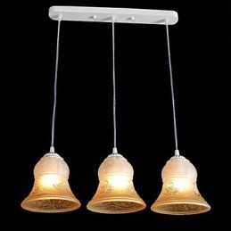 Hvidt vedhæng med tre lys mønster glasskærm håndforgyldt europæisk retro klassisk