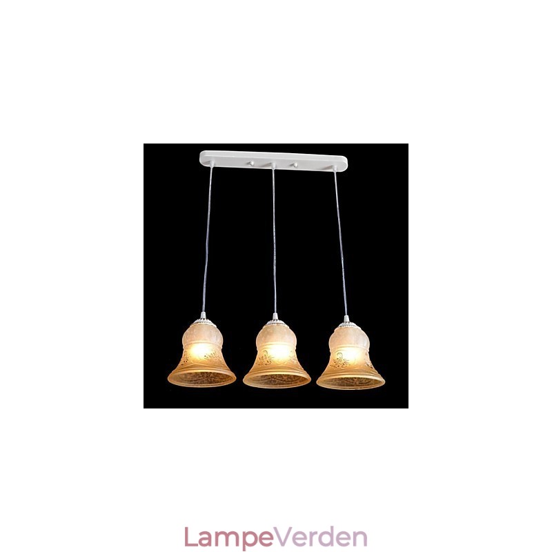 Hvidt vedhæng med tre lys mønster glasskærm håndforgyldt europæisk retro klassisk