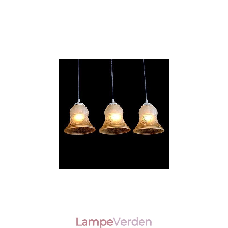 Hvidt vedhæng med tre lys mønster glasskærm håndforgyldt europæisk retro klassisk