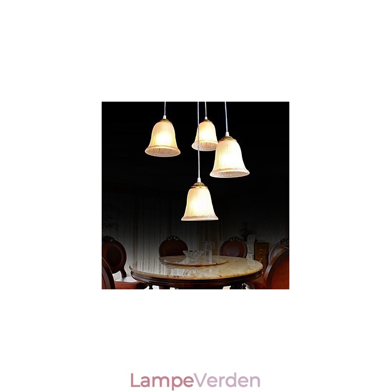 Bronze vedhæng fire lys mønster glasskærm European Retro Classic