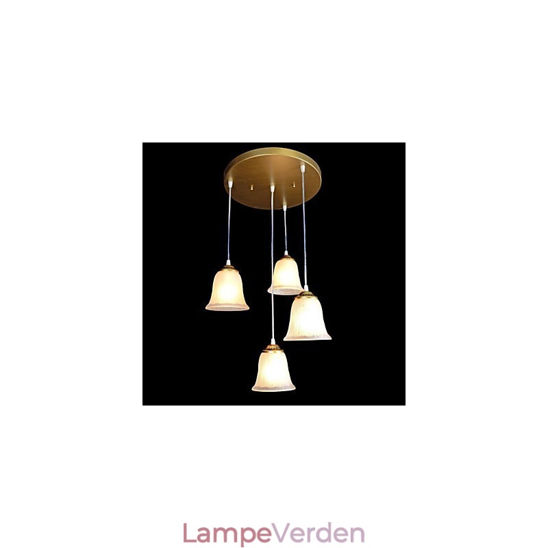 Bronze vedhæng fire lys mønster glasskærm European Retro Classic