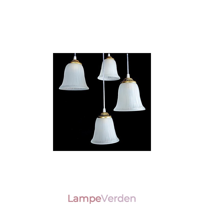 Bronze vedhæng fire lys mønster glasskærm European Retro Classic