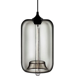 70W gennemsigtigt glas pendel i sort bobledesign