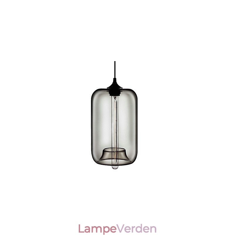 70W gennemsigtigt glas pendel i sort bobledesign