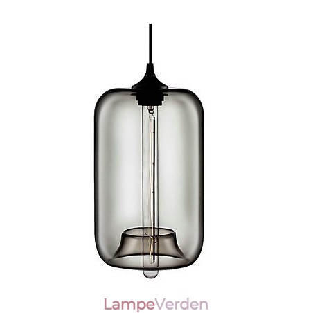 70W gennemsigtigt glas pendel i sort bobledesign 70W gennemsigtigt glas pendel i sort bobledesign