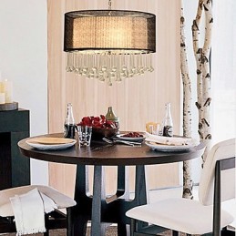Moderne Crystal 4 lys pendel med sort skærm