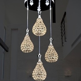 4 hoveder pendel lys krystal moderne moderne metal