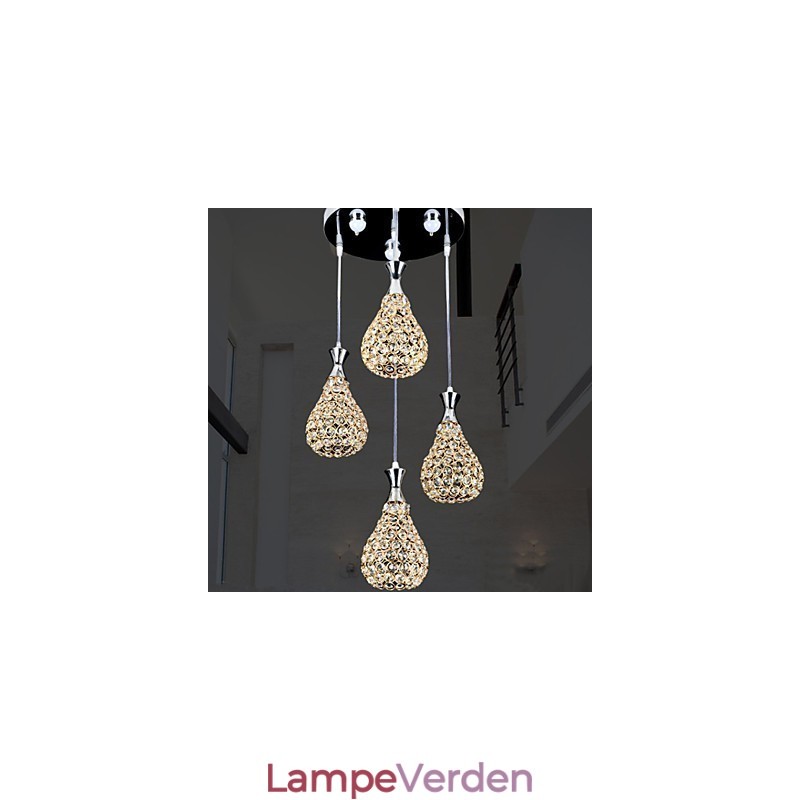 4 hoveder pendel lys krystal moderne moderne metal