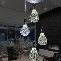 4 hoveder pendel lys krystal moderne moderne metal