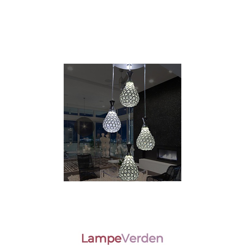 4 hoveder pendel lys krystal moderne moderne metal