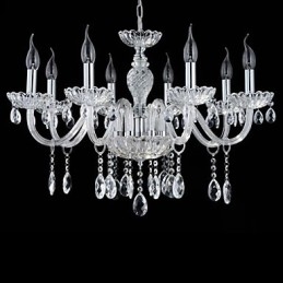 8 Lys Paladsets stil Glaslysekrone med stearinlys