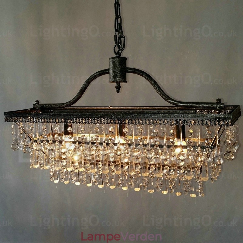 3 Etagers Rektangel Traditionel Klassisk Krystal Metal Lysekrone til