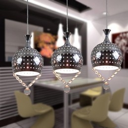 3 hoveder pendel lys krystal moderne moderne metal
