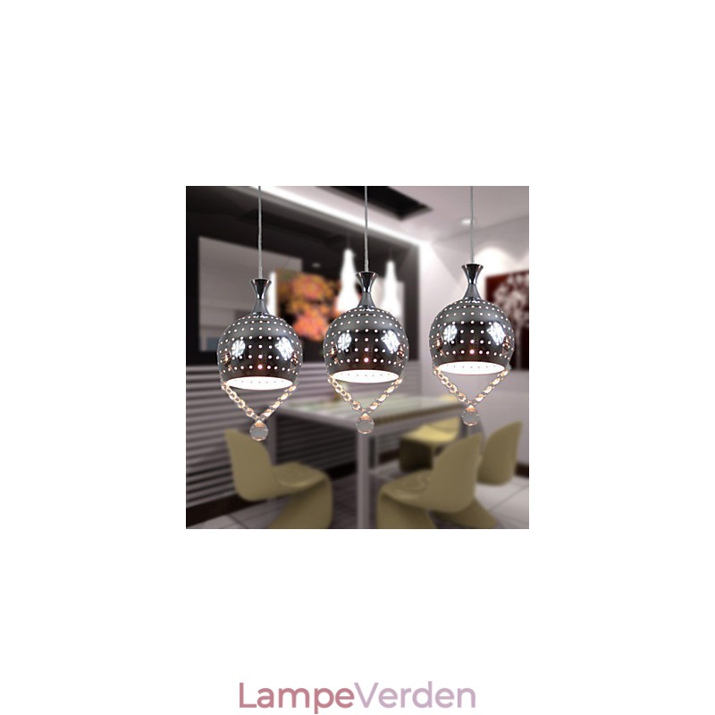3 hoveder pendel lys krystal moderne moderne metal