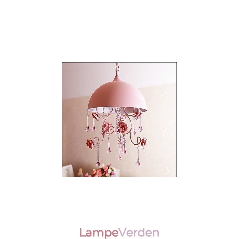 En lille lyserød Rose Garden Lysekrone Lampe Jernprinsesse