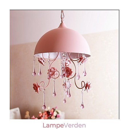 En lille lyserød Rose Garden Lysekrone Lampe Jernprinsesse En lille lyserød Rose Garden Lysekrone Lampe Jernprinsesse
