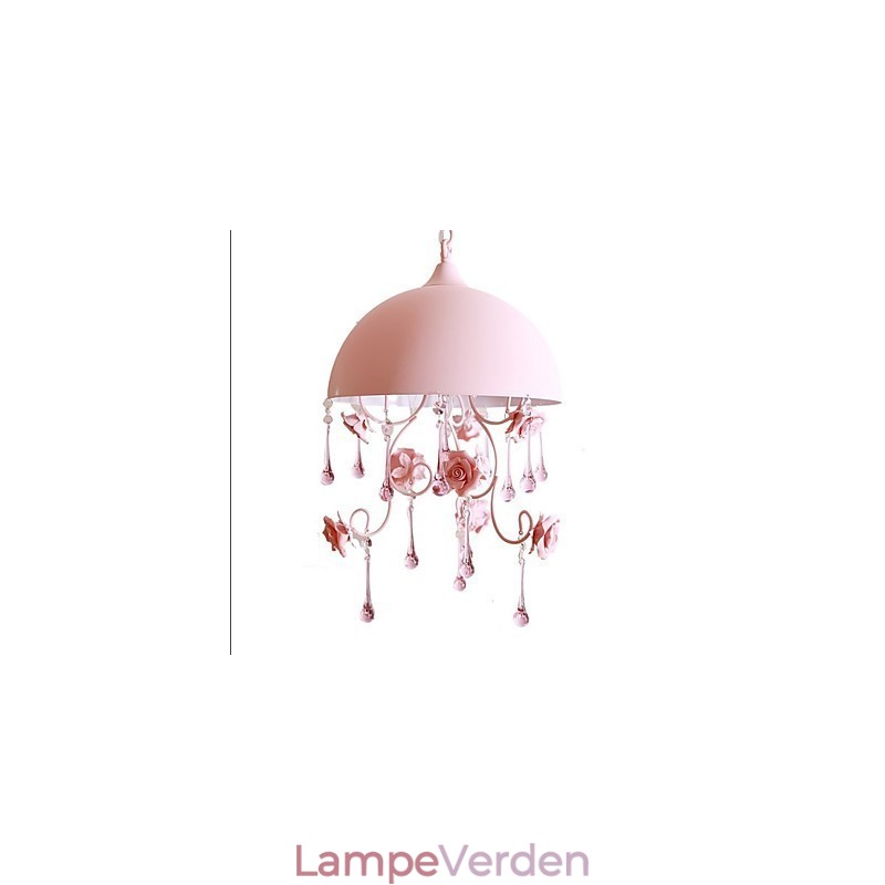 En lille lyserød Rose Garden Lysekrone Lampe Jernprinsesse