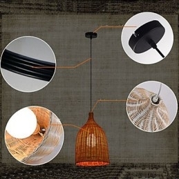 Rattan Lysekrone Lysekrone Lysekrone Creative Retro Rattan lampe