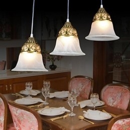 Bronze Pendel Tre lys Moire Glas European Classic