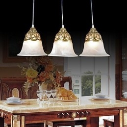 Bronze Pendel Tre lys Moire Glas European Classic