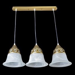 Bronze Pendel Tre lys Moire Glas European Classic