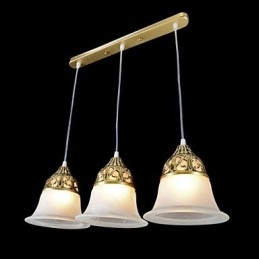 Bronze Pendel Tre lys Moire Glas European Classic