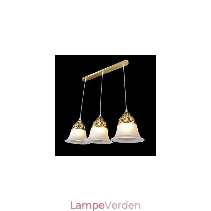 Bronze Pendel Tre lys Moire Glas European Classic