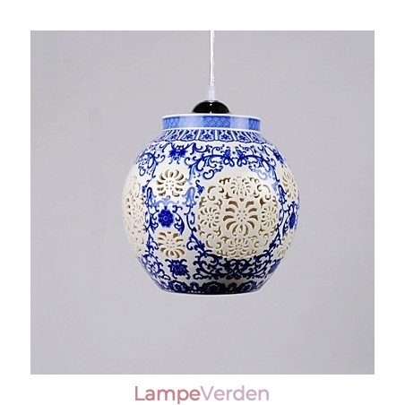 Retro Keramisk lampelampe Trapper Blå enkelthoved lysekrone Creative Retro Keramisk lampelampe Trapper Blå enkelthoved lysekrone Creative
