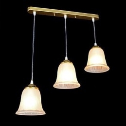 Bronze vedhæng tre lys mønster glasskærm European Retro Classic