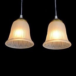 Bronze vedhæng tre lys mønster glasskærm European Retro Classic