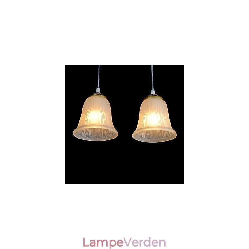 Bronze vedhæng tre lys mønster glasskærm European Retro Classic
