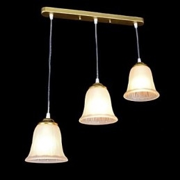 Bronze vedhæng tre lys mønster glasskærm European Retro Classic