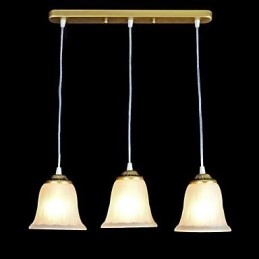 Bronze vedhæng tre lys mønster glasskærm European Retro Classic