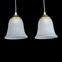 Bronze vedhæng tre lys mønster glasskærm European Retro Classic