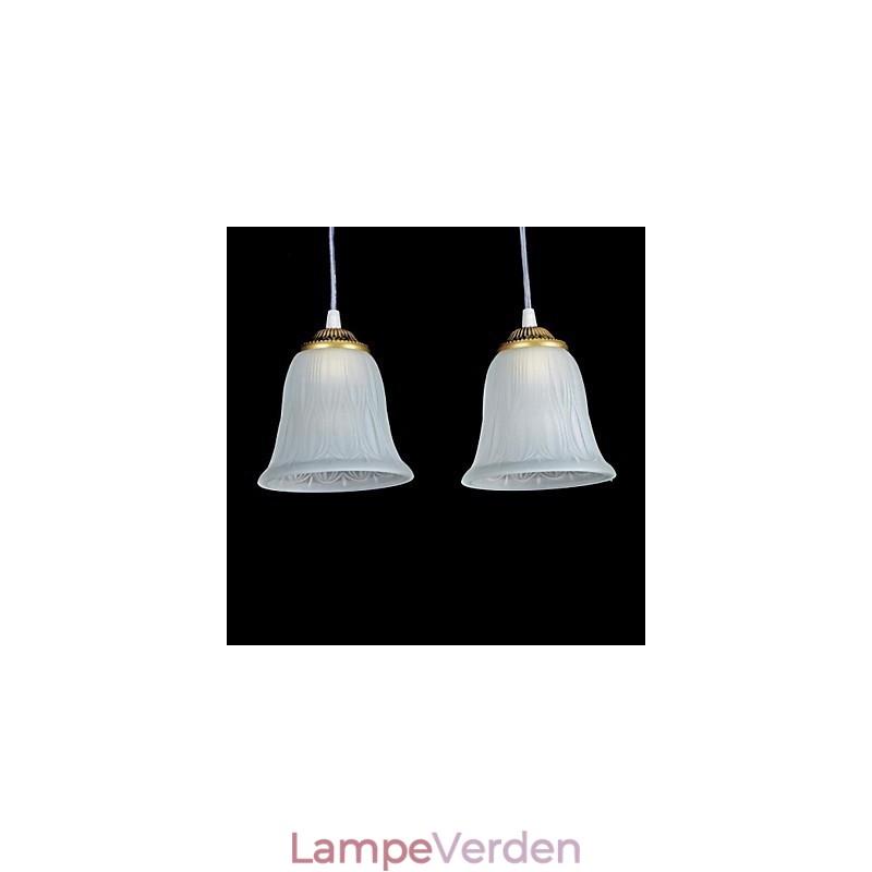 Bronze vedhæng tre lys mønster glasskærm European Retro Classic
