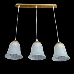 Bronze vedhæng tre lys mønster glasskærm European Retro Classic