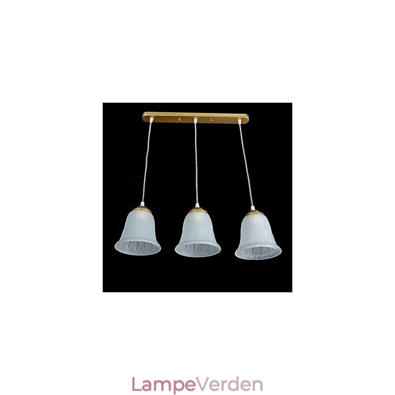 Bronze vedhæng tre lys mønster glasskærm European Retro Classic
