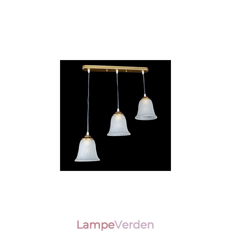 Bronze vedhæng tre lys mønster glasskærm European Retro Classic